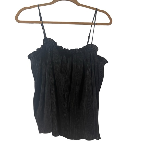 MADEWELL WOMEN'S BLACK SLEEVELES NICOLE PLEATED RUFFLE TOP TANK - Picture 5 of 5